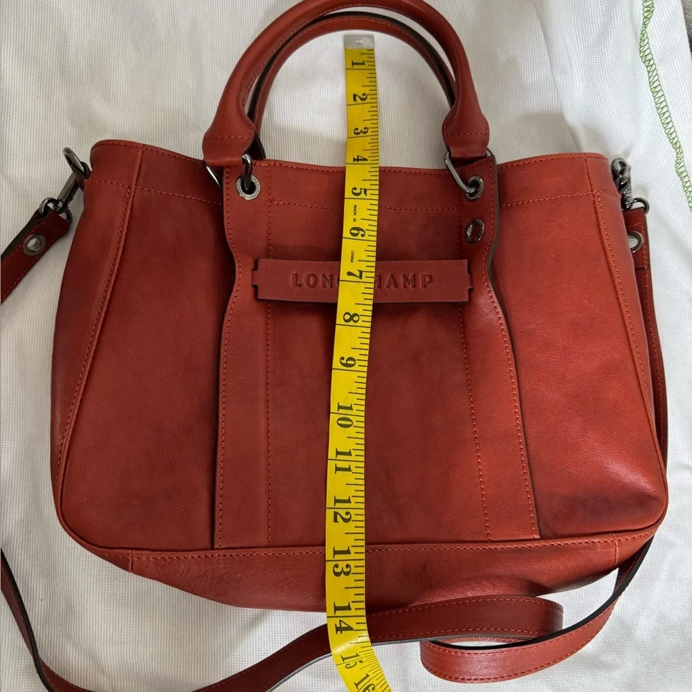 Longchamp Rust 3D Leather Tote Crossbody Bag
